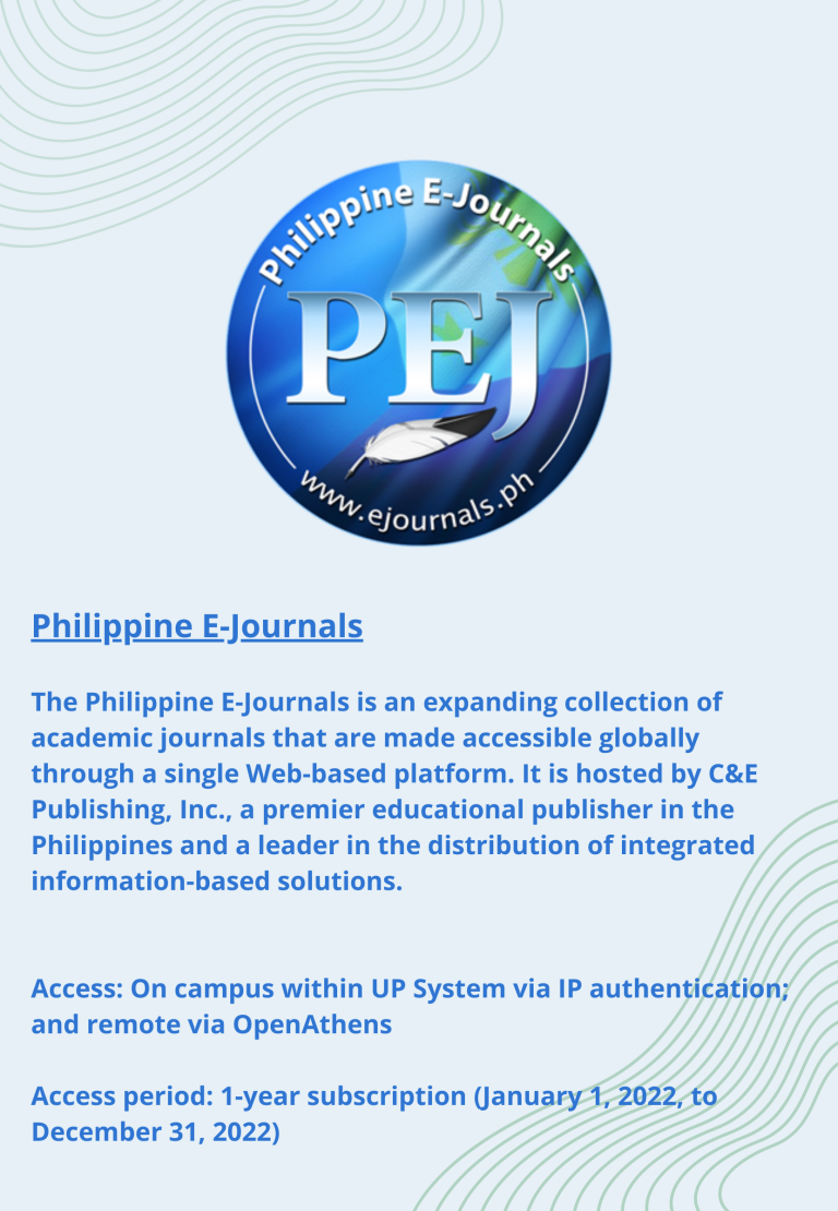 Renewed Database Subscription: Philippine E-Journals