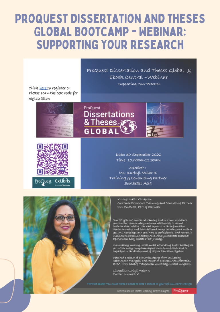 ProQuest Dissertation and Theses Global Bootcamp - Webinar: Supporting Your Research